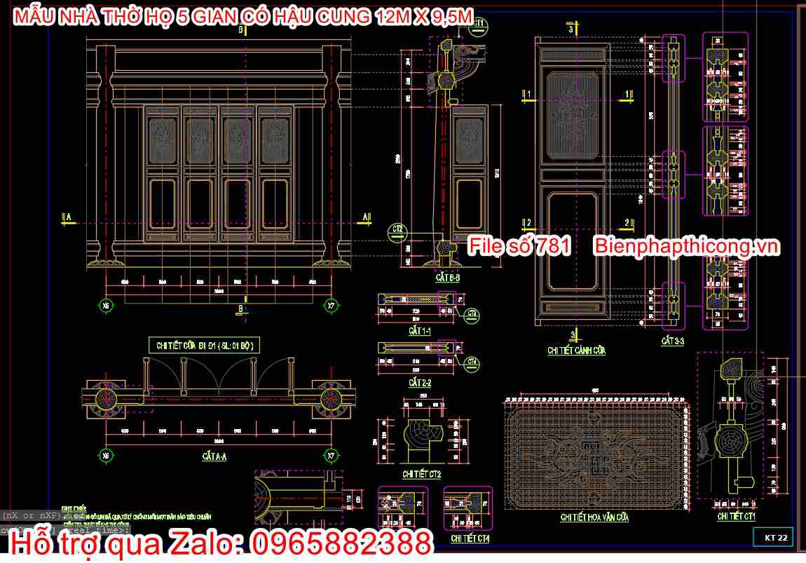 Bản vẽ cad chi tiết cửa gỗ nhà thờ họ đẹp.