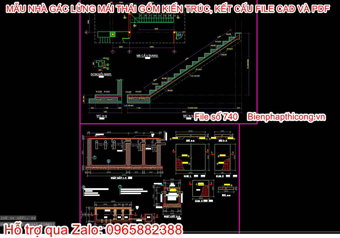 Bản vẽ kết cấu cầu thang nhà gác lửng cấp 4.