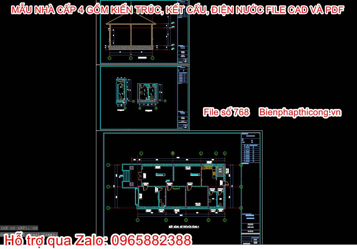 Bản vẽ nhà cấp 4 ngang 8,2m x 16,5m.