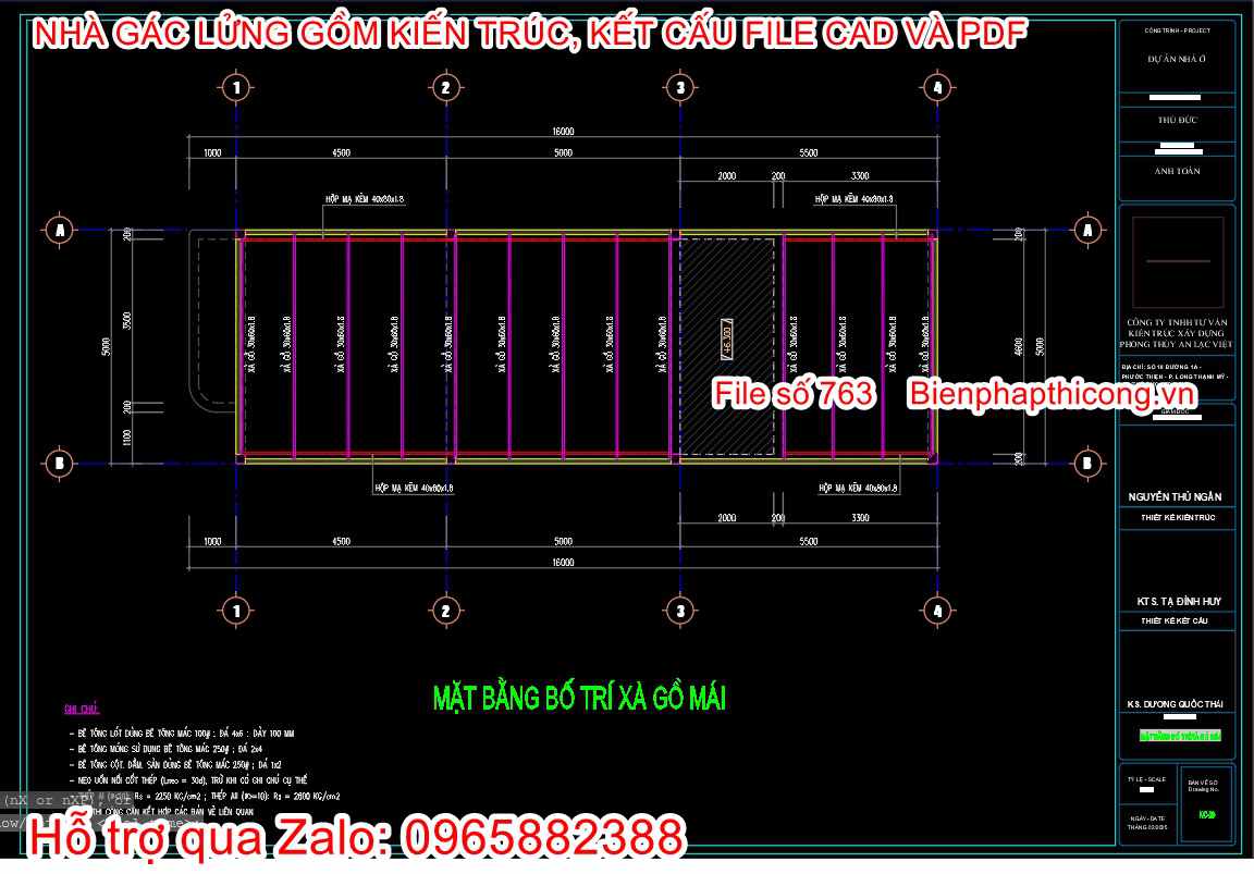 Bản vẽ thiết kế xà gồ nhà gác lửng cad đẹp.