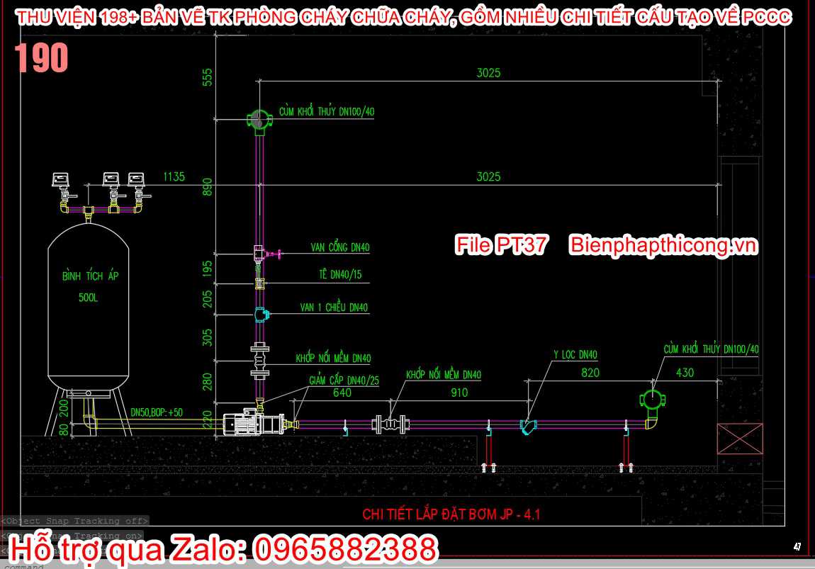 Chi tiết lắp đặt bơm pccc.