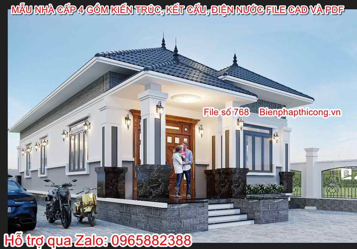 Hstk nhà cấp 4 mái nhật 8,2m x 16,5m 3 ngủ.