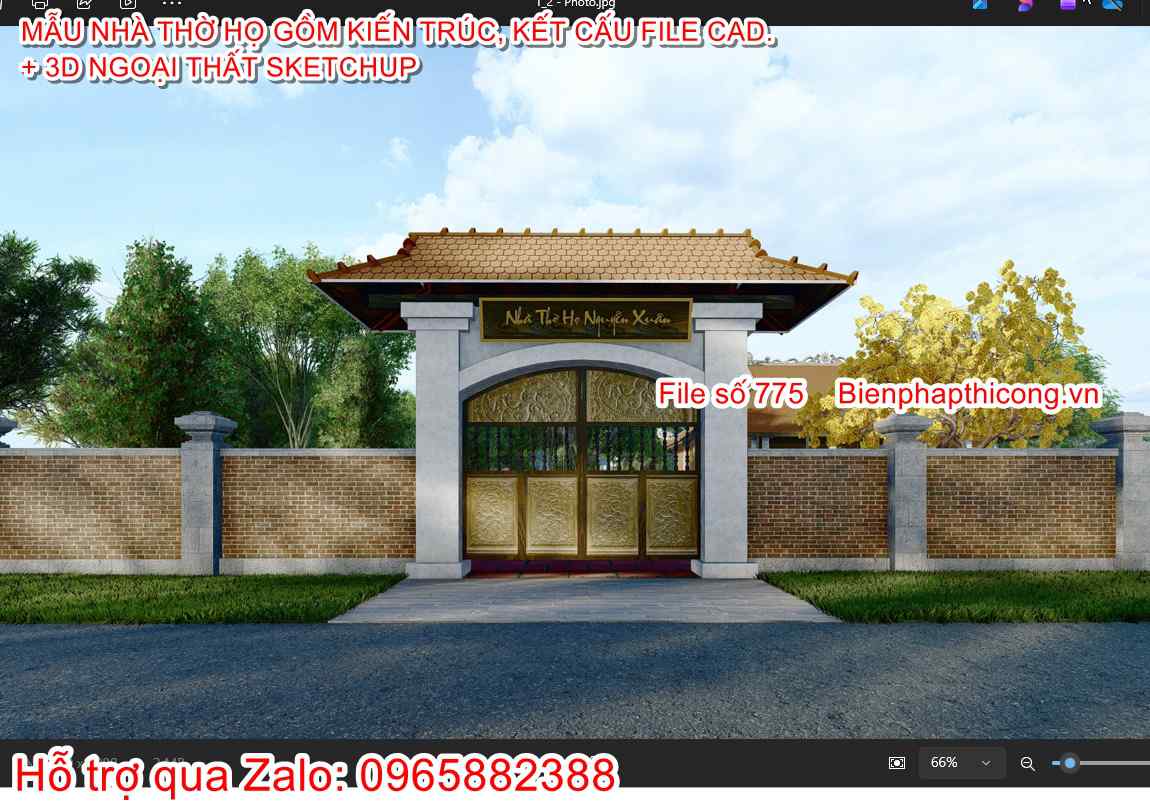 Hstk nhà thờ họ 5 gian 9,2m x 15,8m cad.