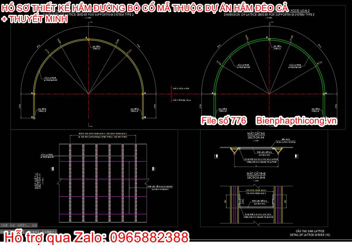 Mẫu thiết kế hầm đường bộ cổ mã cad.