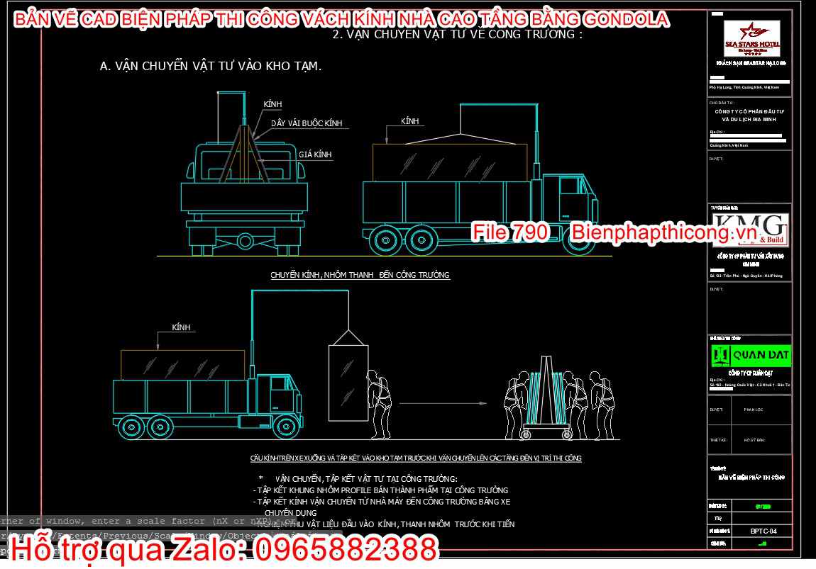 Vận chuyển cửa vách kính vào kho ở công trường.