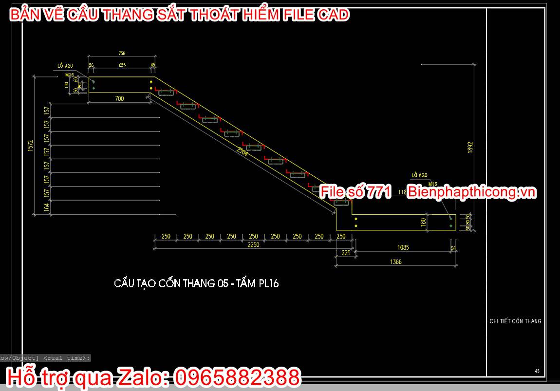 Bản vẽ cầu thang sắt.