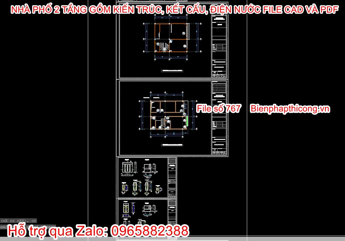 Bản vẽ cửa nhà phố 2 tầng cad đẹp.