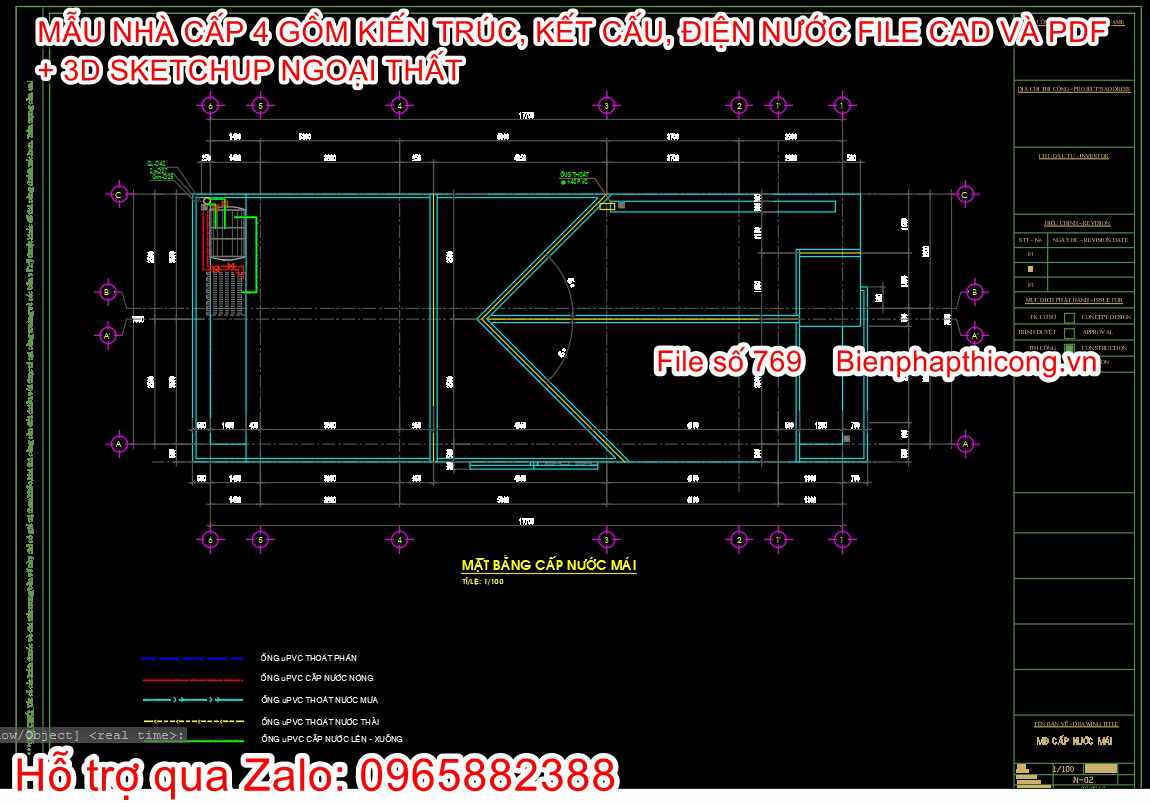 Download điện nước nhà cấp 4 mái thái 7m x 17,7m.