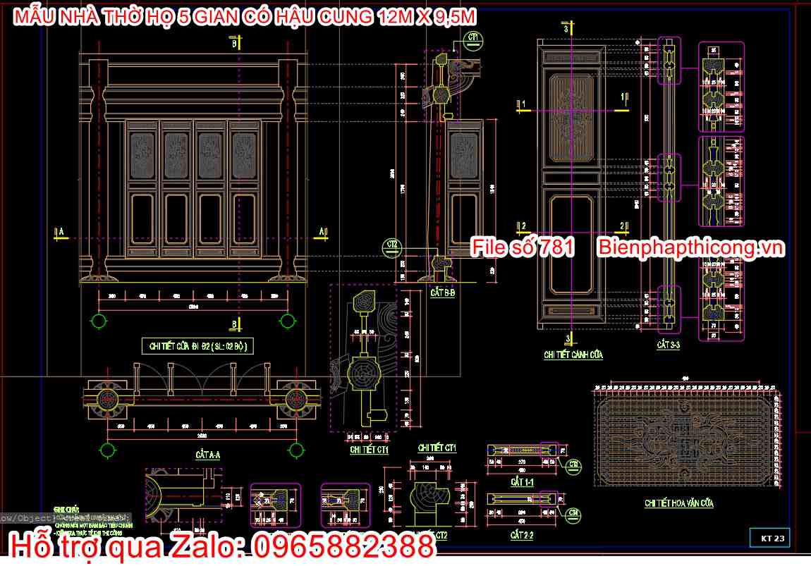 Mẫu bản vẽ cad cửa nhà thờ họ đẹp.