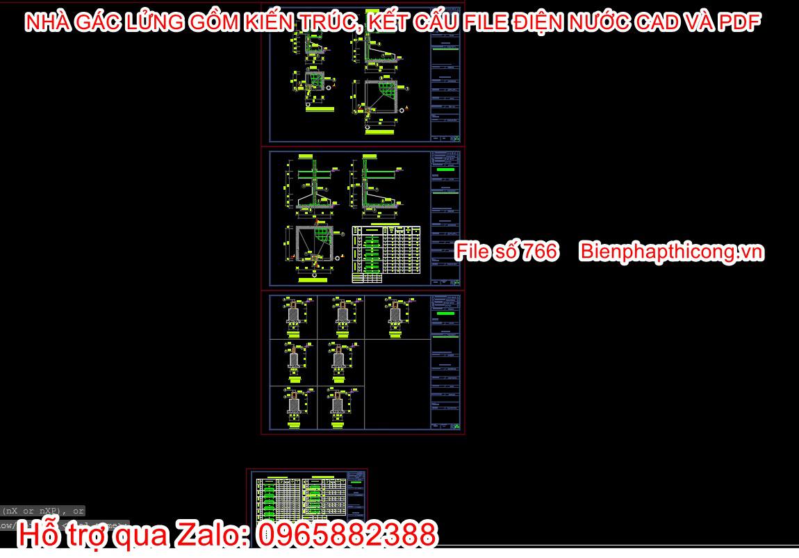Bản vẽ cad móng cốc nhà gác lửng 5m x 14m.