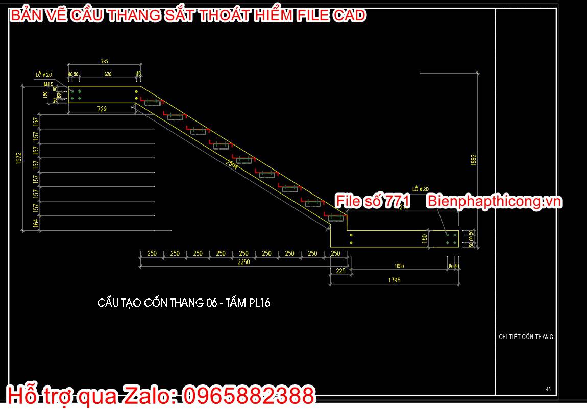Bản vẽ cầu thang sắt cad.