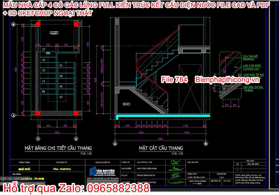 Bản vẽ chi tiết cầu thang cad.