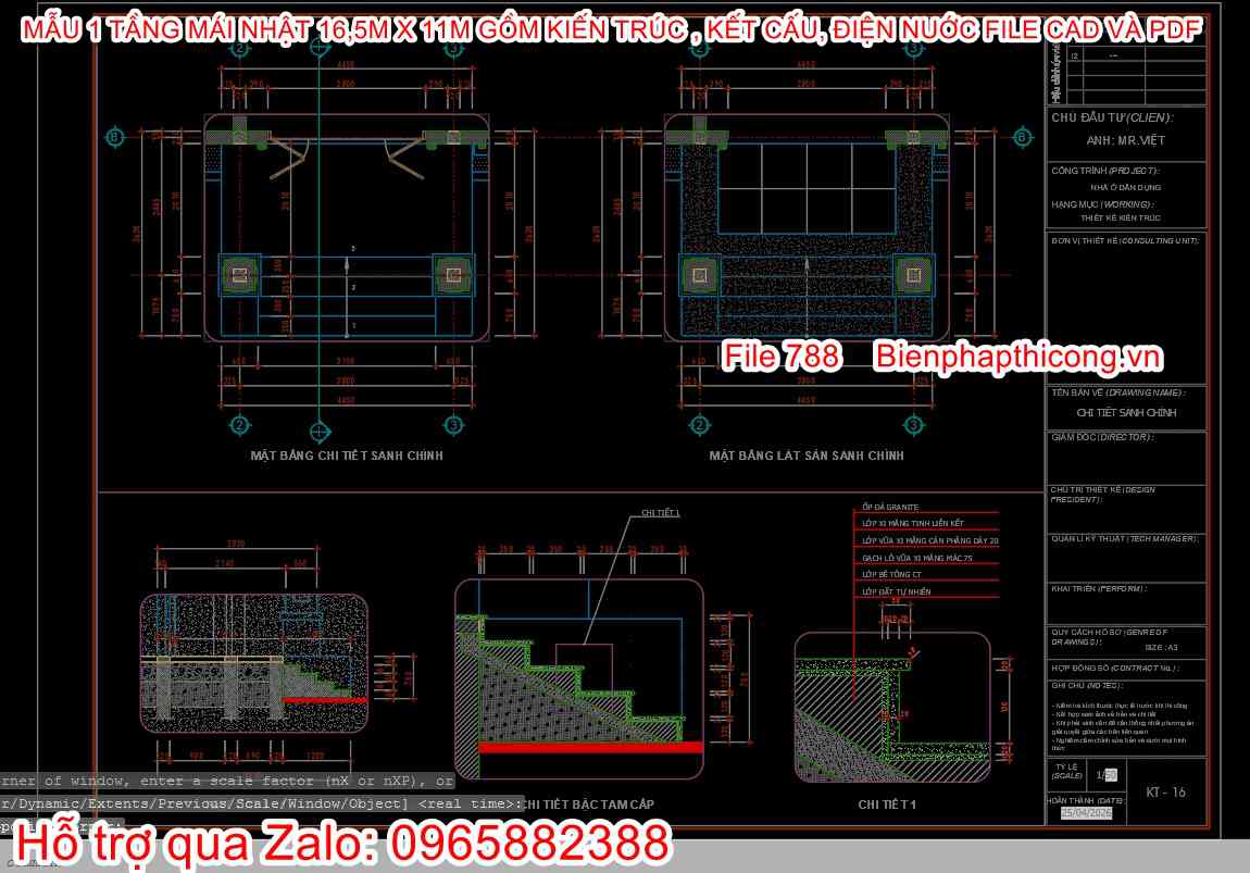 Bản vẽ sảnh nhà mái nhật 1 tầng cad 3 ngủ.