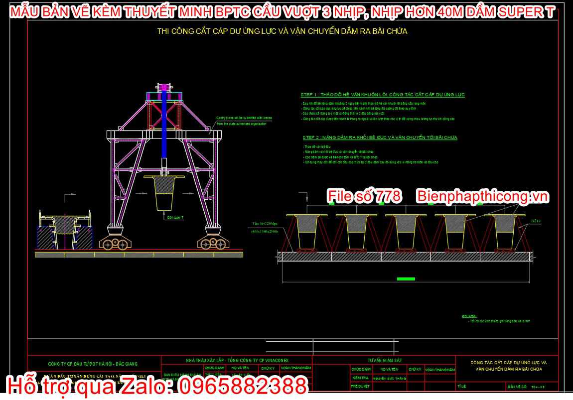 Thi công cắt cáp dự ứng lực và vận chuyển ra bãi chứa.