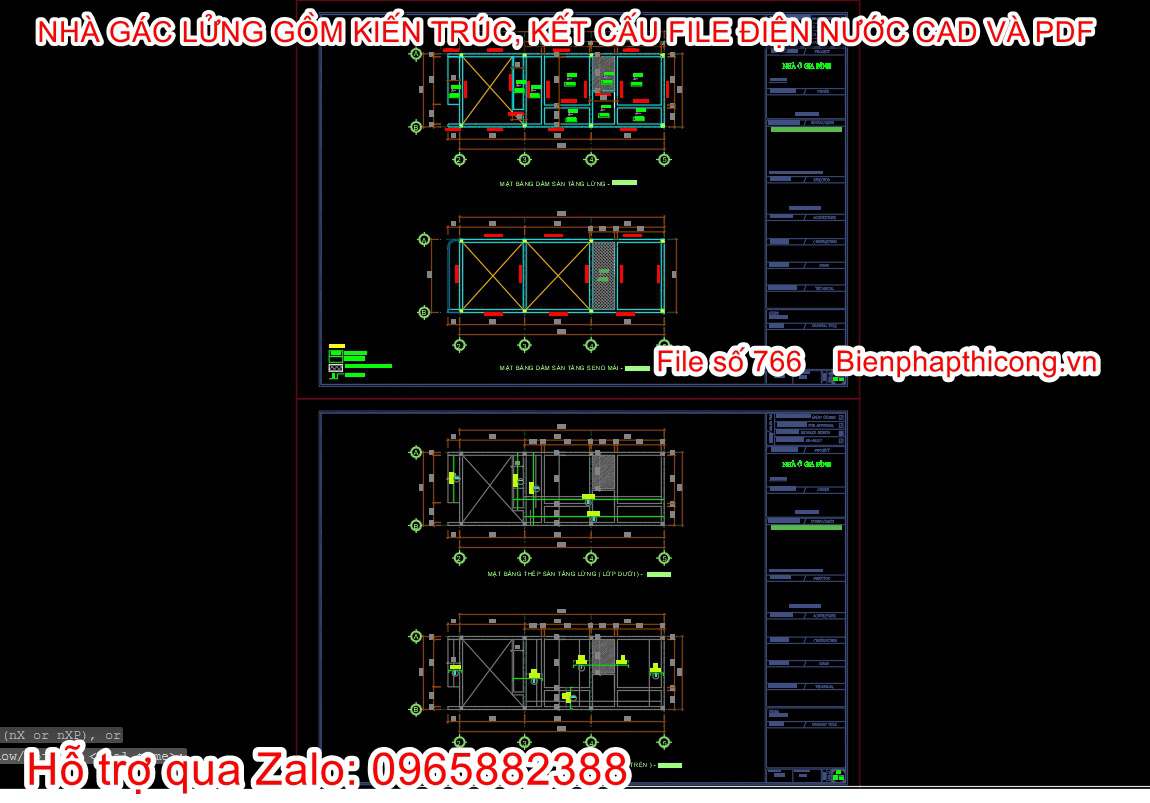 Bản vẽ kết cấu dầm sàn nhà gác lửng.
