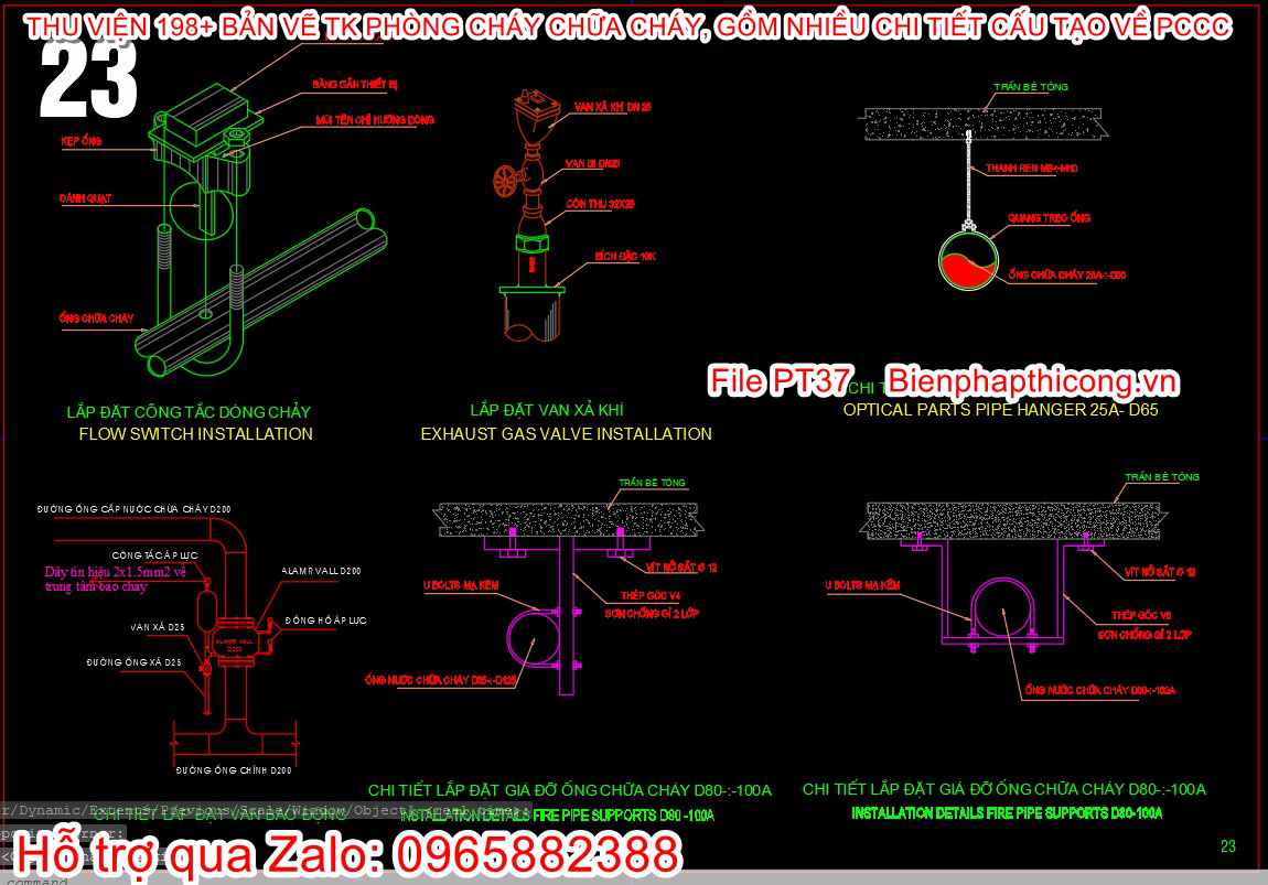 Bản vẽ lắp đặt van xả khí cad pccc.