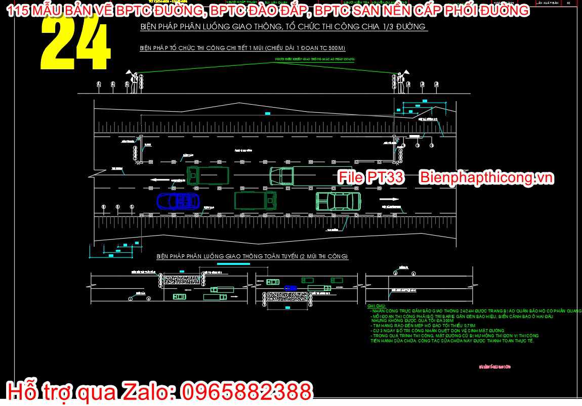 Bản vẽ biện pháp thi công phân luồng giao thông.