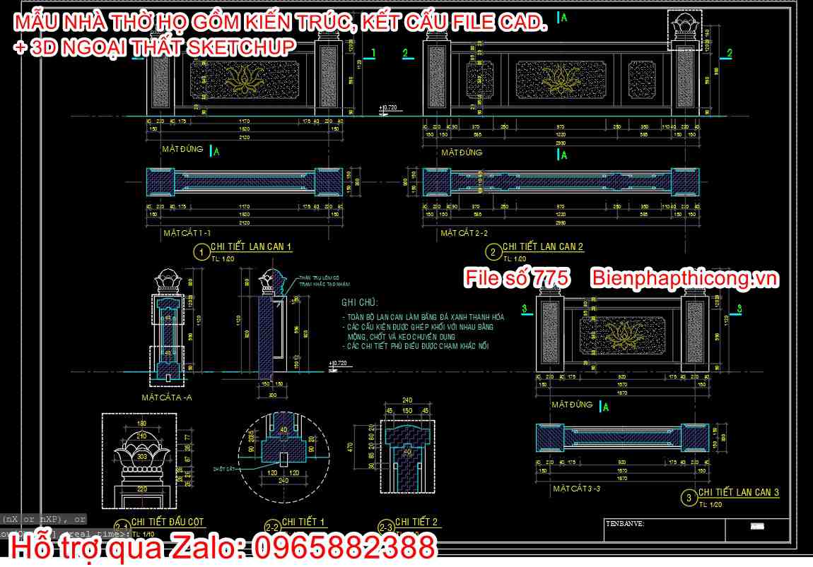 Bản vẽ thiết kế chi tiết nhà thờ họ 5 gian đẹp.