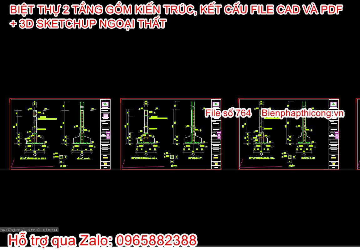 Bản vẽ thiết kế móng băng nhà mái nhật 2 tầng.