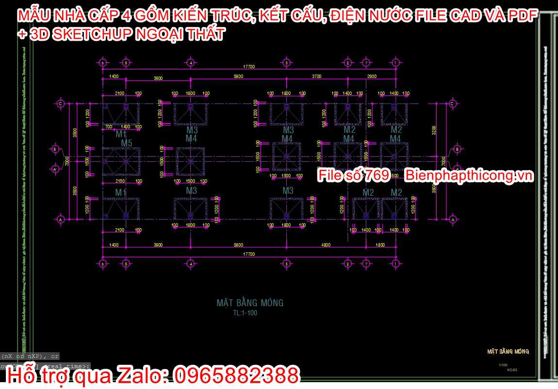 Full nhà cấp 4 kiên trúc kết cấu điện nước 7m x 17,7m.