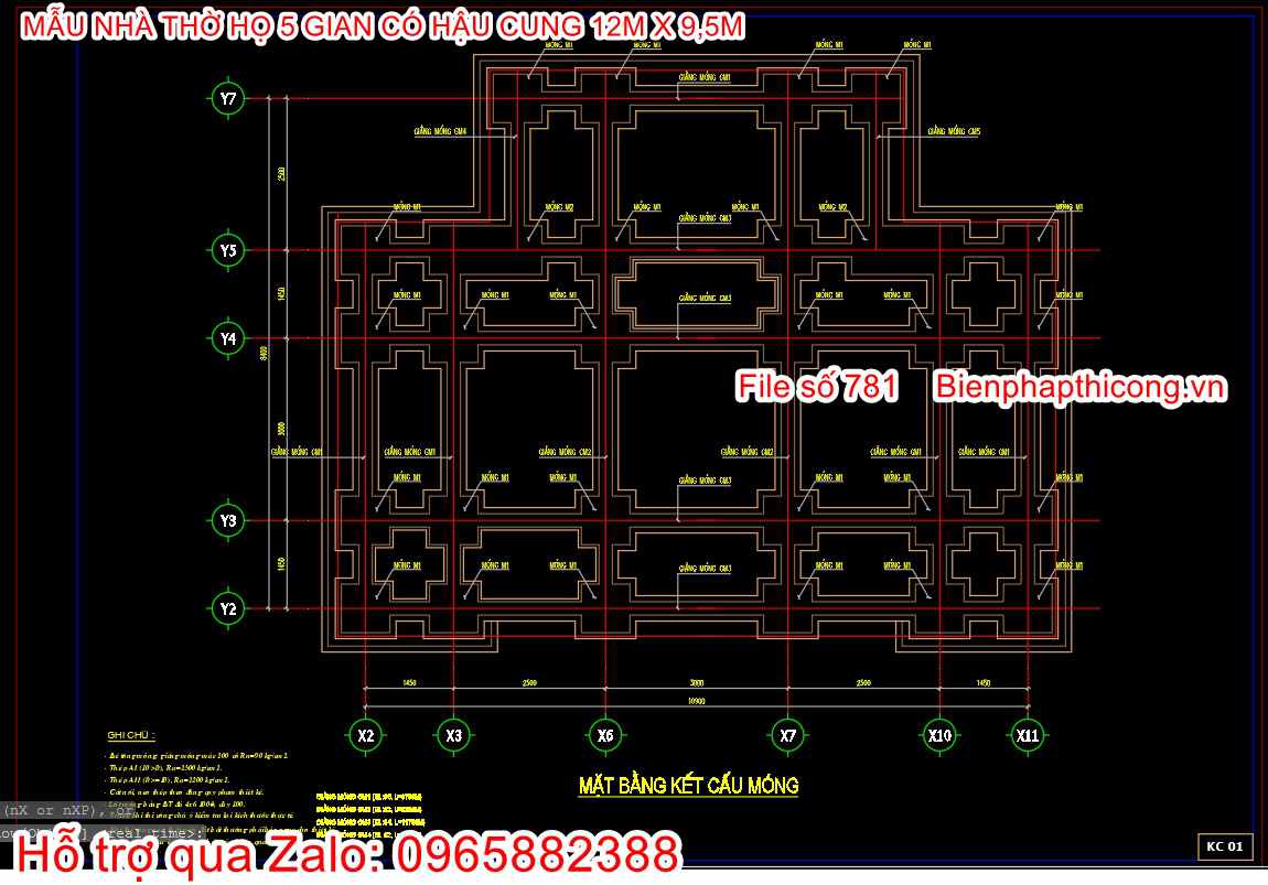 Bản vẽ kết cấu móng nhà thờ họ đẹp.