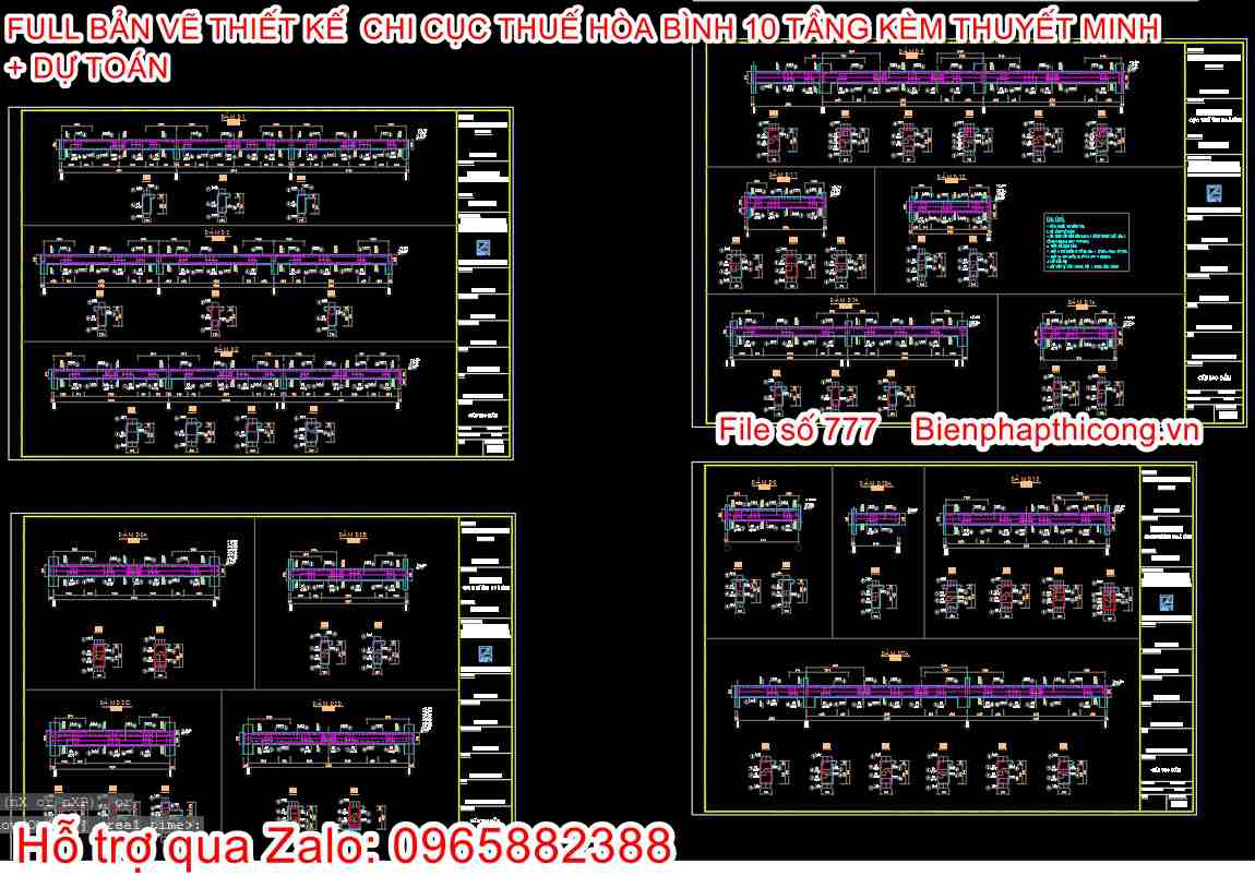 Bản vẽ thiết kế chi tiết dầm nhà cao tầng.