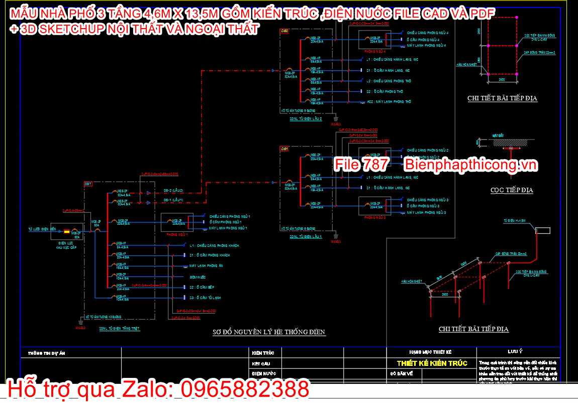 File autocad nhà phố 3 tầng cad đẹp.