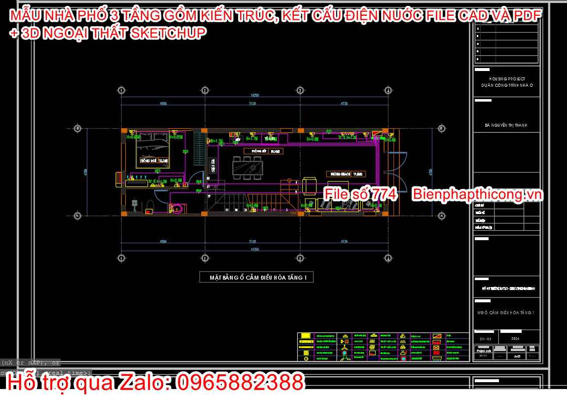 Bản vẽ điện nước nhà ống 3 tầng nhà phố 3 tầng đẹp.