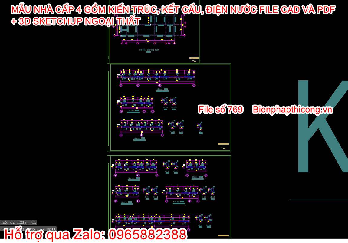 Bản vẽ thiết kế kết cấu dầm sàn nhà cấp 4 đẹp.