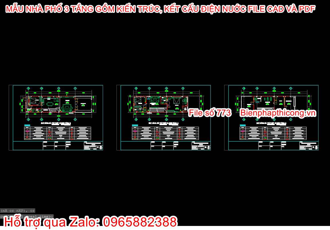 Mẫu bản vẽ điện nhà ống 3 tầng đẹp.