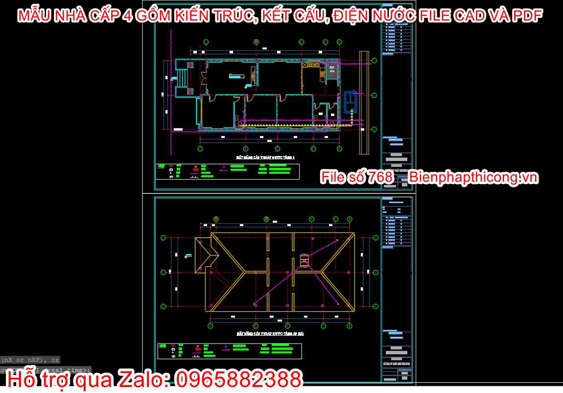 Bản vẽ cấp thoát nước nhà cấp 4 3 ngủ cad đẹp.