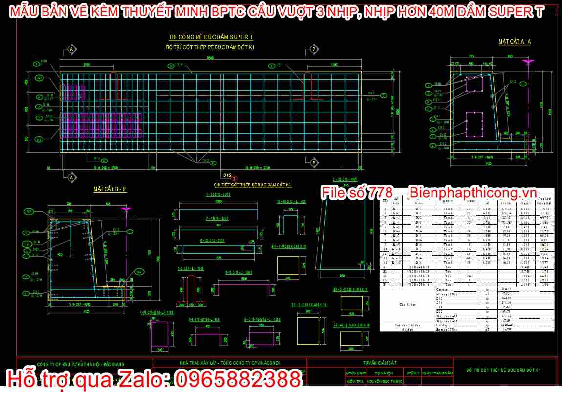 Mẫu biện pháp bệ đúc dầm super T.