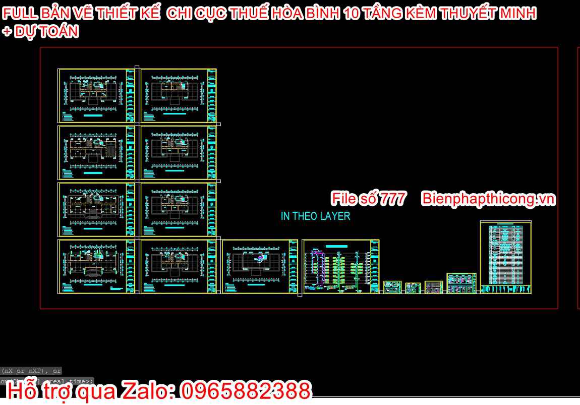 Tải file cad cấp thoát nước chi cục thuế 10 tầng.