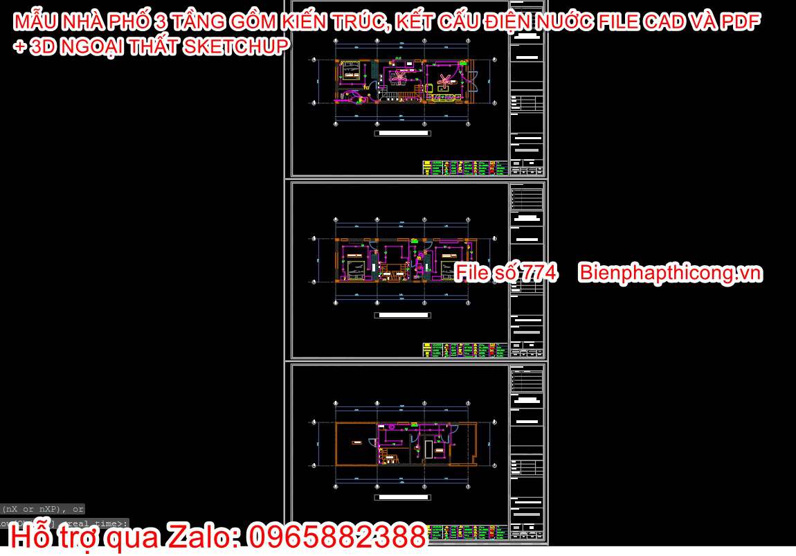 Thiết kế cấp thoát nước nhà phố 3 tầng.