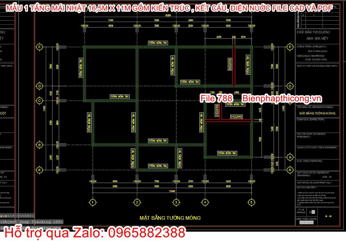 Bản vẽ chi tiết móng nhà cấp 4.
