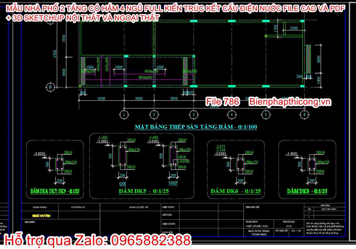 Bản vẽ kết cấu dầm sàn nhà phố.