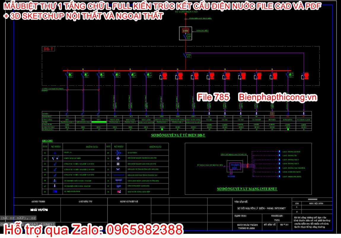 File dwg điện nước nhà cấp 4 3 ngủ đẹp.