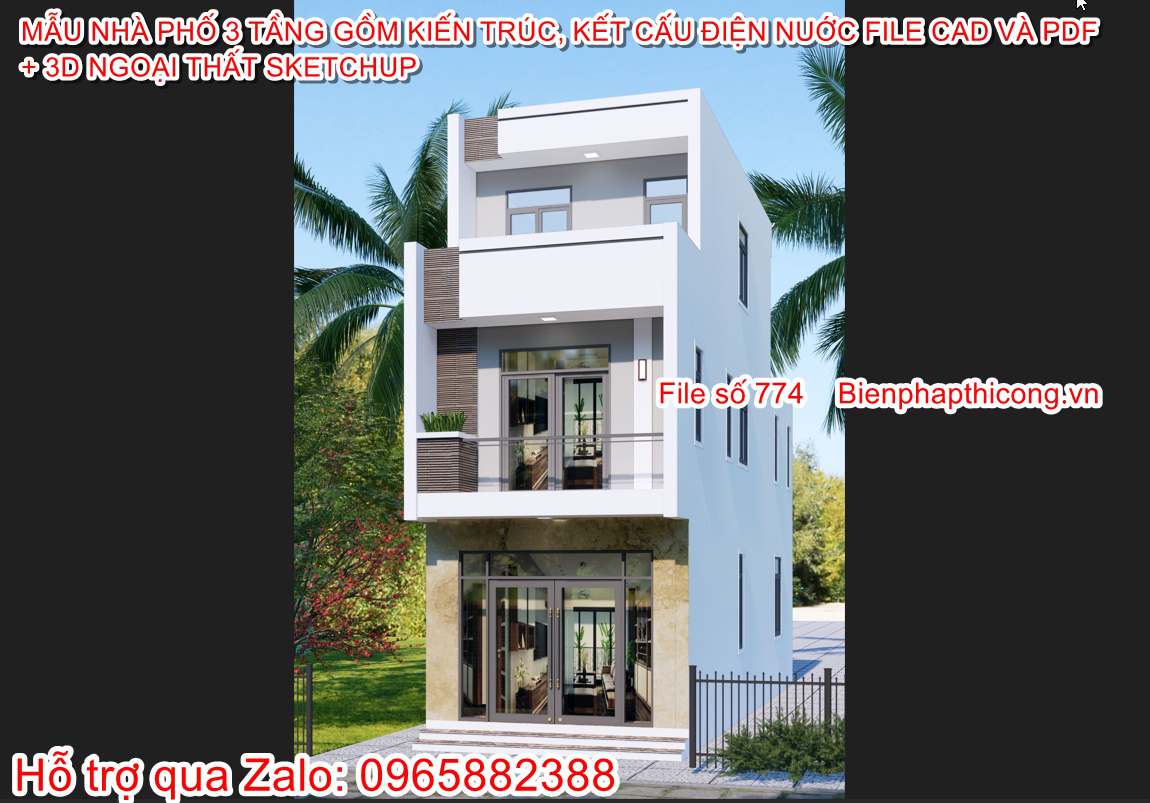 Hồ sơ thi công nhà phố 3 tầng rộng 4,7m x 14,3m cad.