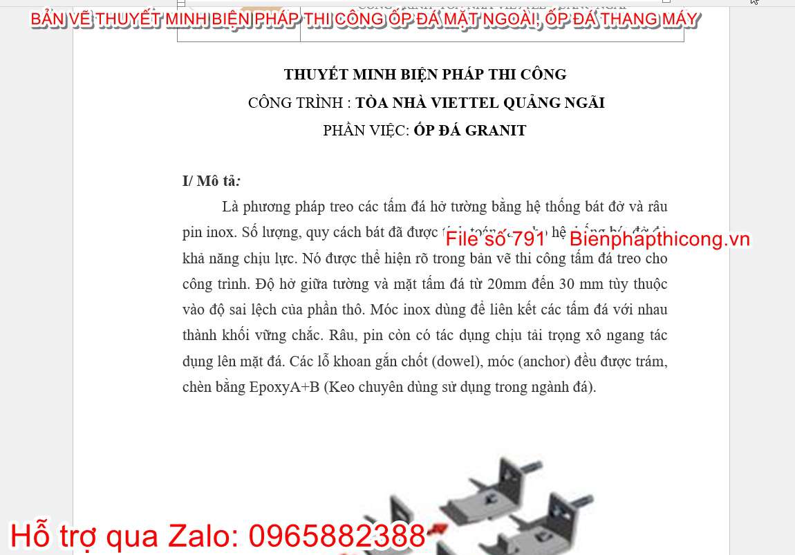Thuyết minh biện pháp thi công ốp đá.