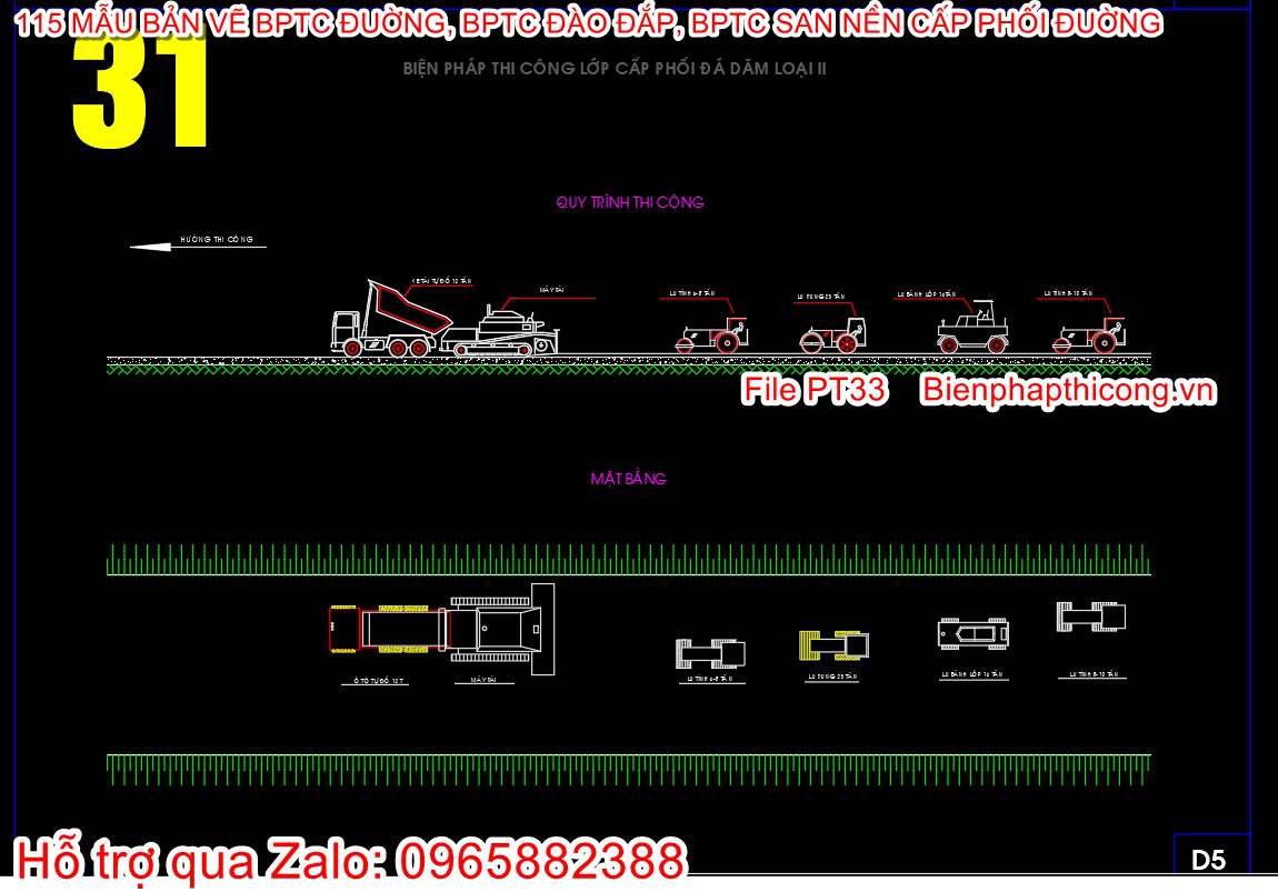 Bản vẽ biện pháp thi công lớp cấp phối đá dăm loại 2.