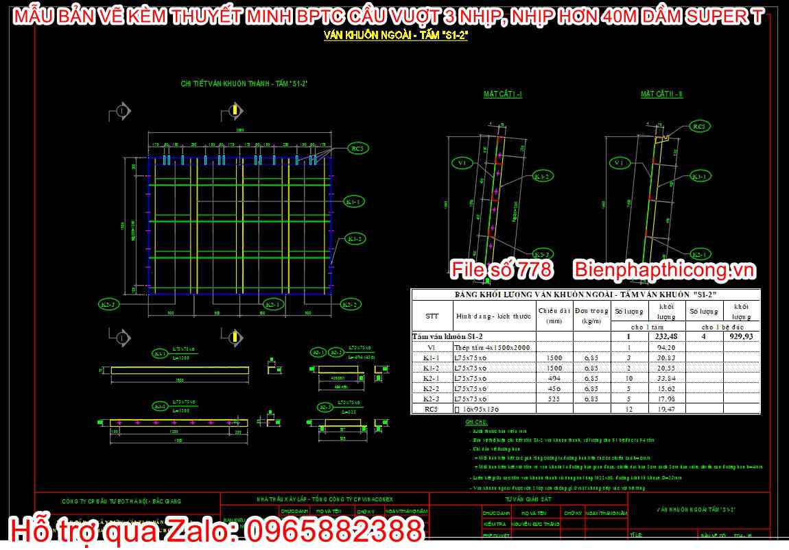 Bản vẽ bptc ván khuôn ngoài s1-2