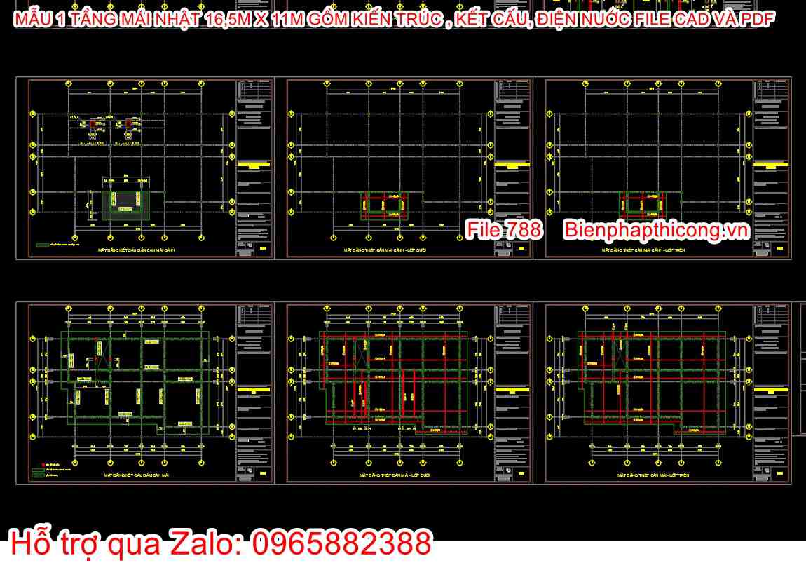 Bản vẽ kết cấu dầm sàn mái nhà 1 tầng mái nhật đẹp.