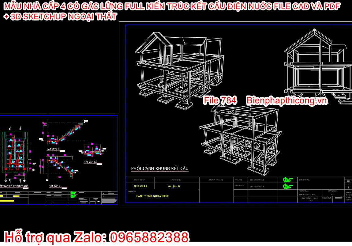 Donwload nhà cấp 4 8m x 13m 3 ngủ mái thái.