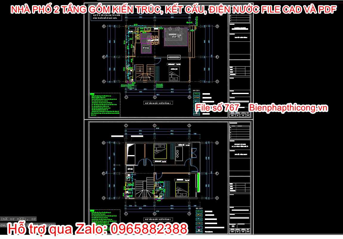 Bản vẽ cấp thoát nước nhà phố 2 tầng cad đẹp.