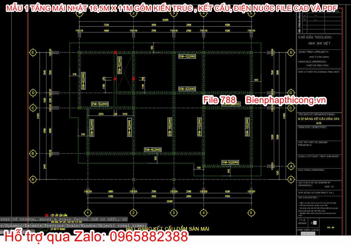 Bản vẽ dầm sàn mái nhà cấp 4 đẹp.