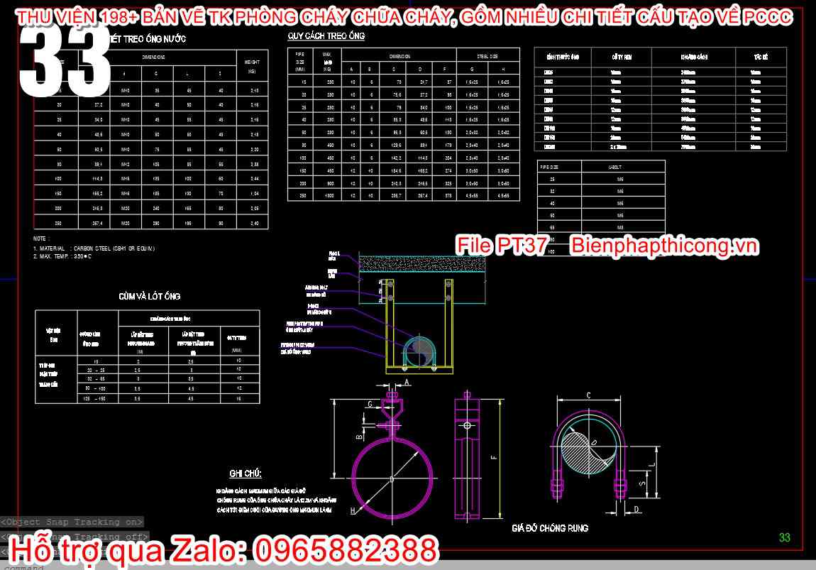 Bản vẽ giá đỡ chống rung phòng cháy.