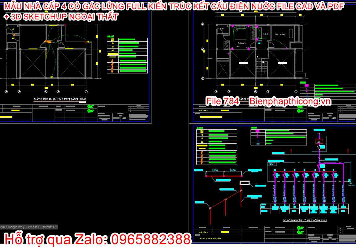 Donwload nhà cấp 4 3 ngủ cad 8m x 13m.