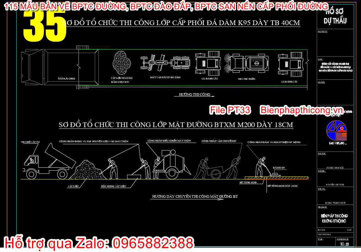 Bản vẽ biện pháp thi công mặt đường btxm.