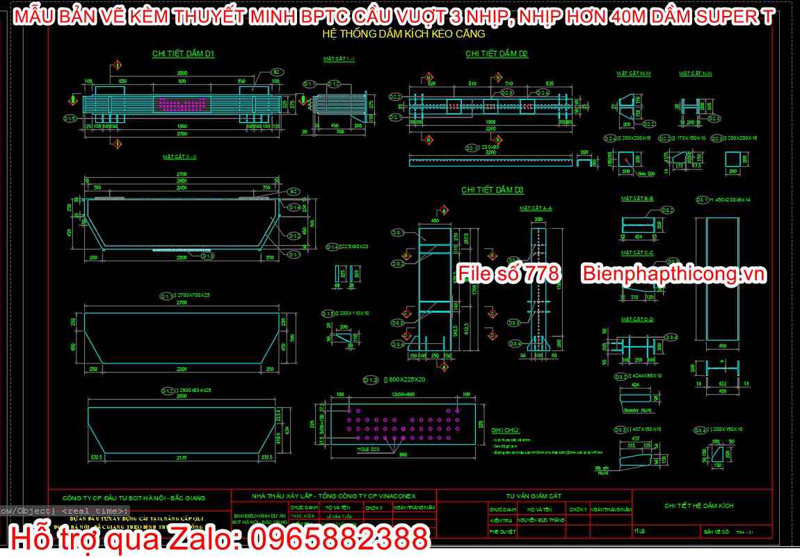 Bản vẽ bptc dầm kích kéo căng.