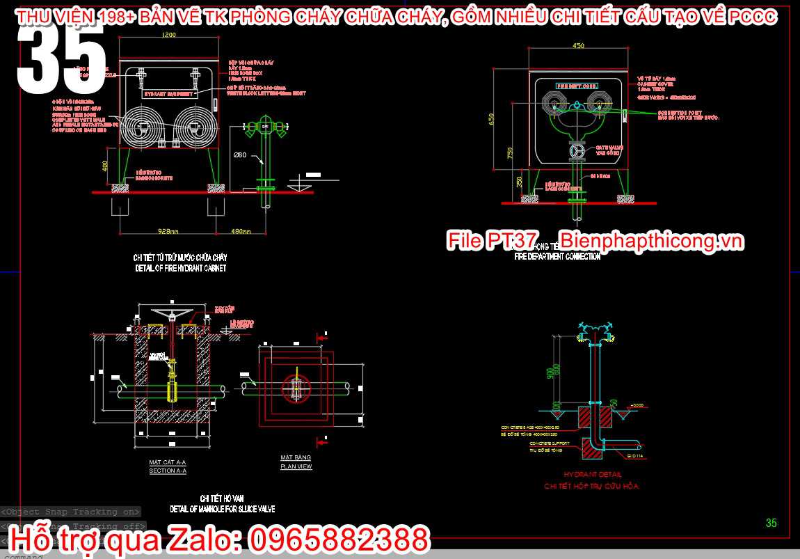 Bản vẽ chi tiết tủ trữ nước chữa cháy cad.